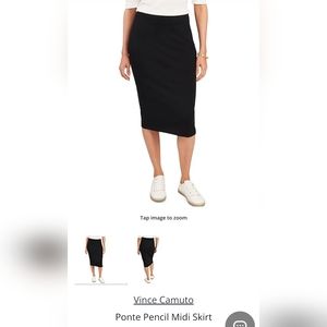 Vince Camuto Black Ponte Midi Skirt